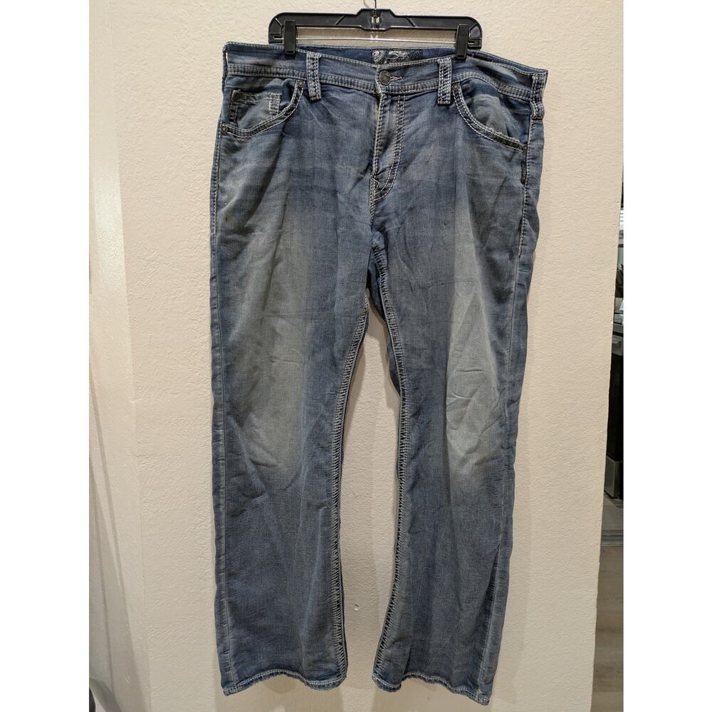 Silver Jeans Men's W40 L34 Relaxed Straight Zac Faded Medium Wash‎ Denim READ